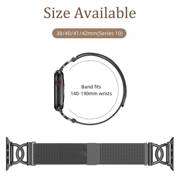Urrem Apple Watch Series 41mm - 40mm - 38mm DC-Shape Magnetisk Clasp rustfri stålrem - Sort Black