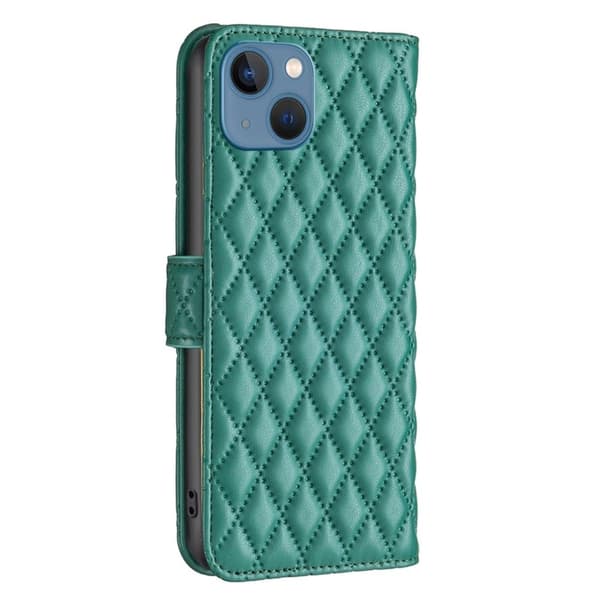 Rombuskuvioinen matta läppäkotelo iPhone 13 - Vihreä Green