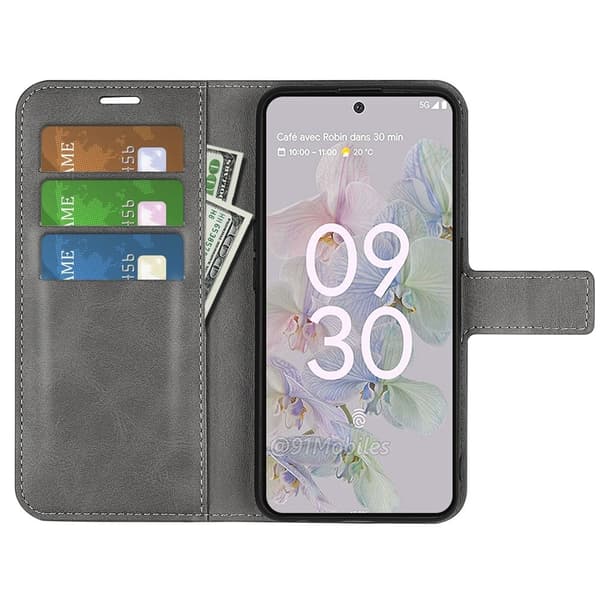 Læretui med Lommebok til Google Pixel 6a - Grå Silver grey