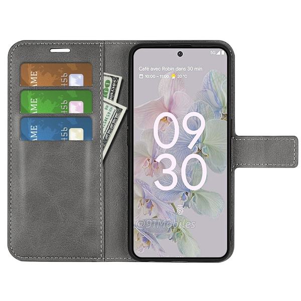Lompakko Nahkakotelo For Google Pixel 6a - Harmaa Silver grey