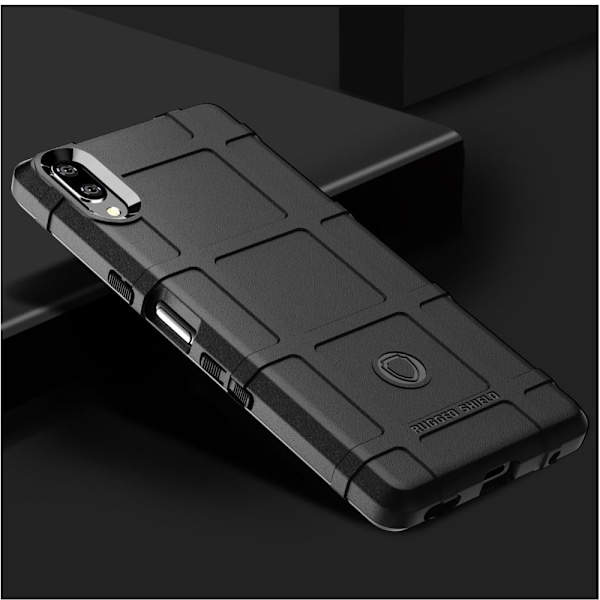Sony Xperia L3 firkantet gitter tekstur etui - Sort Black
