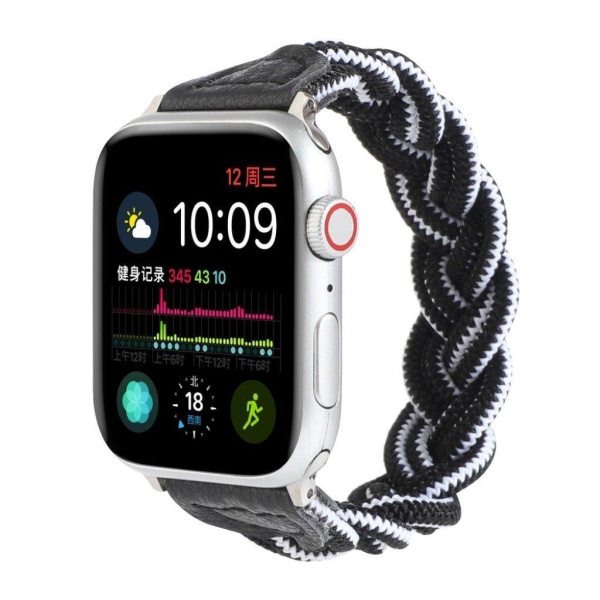 Apple Watch Series 6 / 5 44mm woven braid watch band - Black / White Camouflage Svart