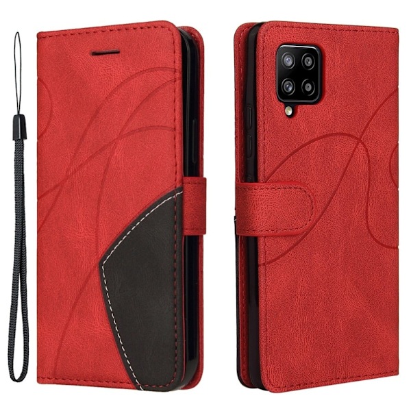 Tekstureret Læder Etui med Strop Til Samsung Galaxy A42 5G - Rød Red