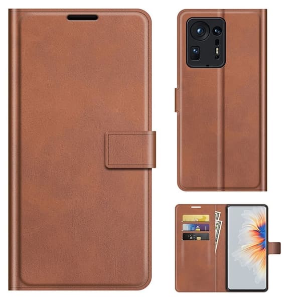 Hållbart konstläder Xiaomi Mix 4 fodral med plånbok - Brun Brun