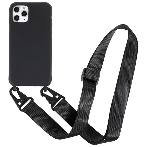 iPhone 11 Pro 5,8 tommer Anti-fingeraftryk Mat mobiltelefontaske Blødt fleksibelt cover med skulderrem - Sort Black