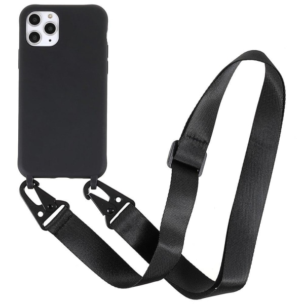 Thin TPU case with a matte finish and adjustable strap for iPhon Svart