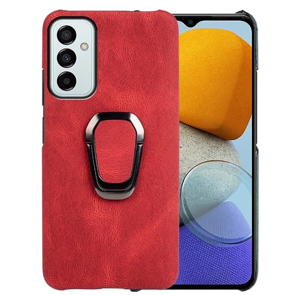Stötsäkert läderfodral med oval kickstand för Samsung Galaxy M23 - Röd Röd