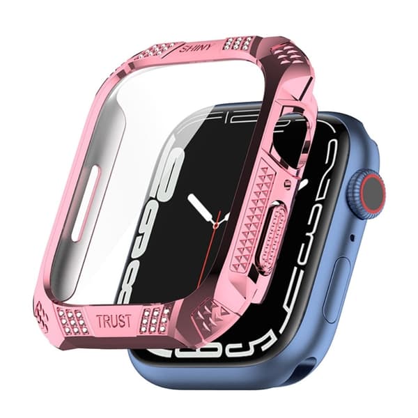 Apple Watch (41mm) rhinestone protective cover with tempered glass - Pink Rosa