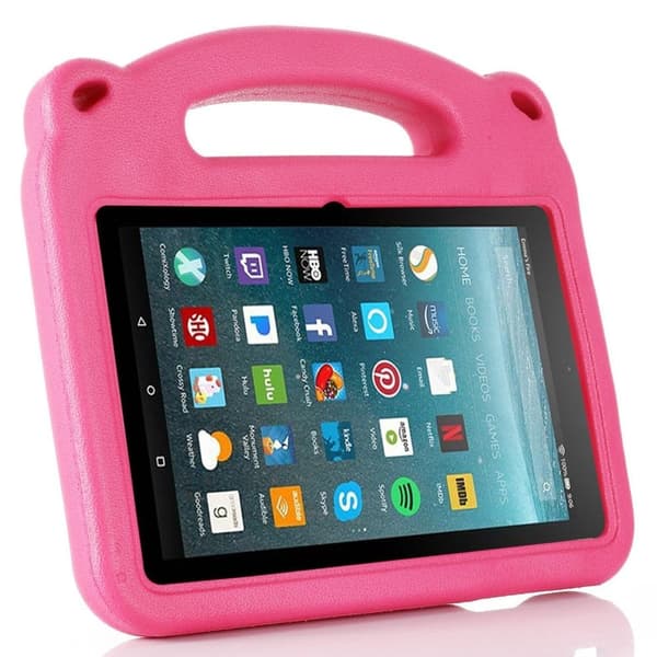 Amazon Fire 7 (2022) tegneserie panda stil deksel - Rose Pink