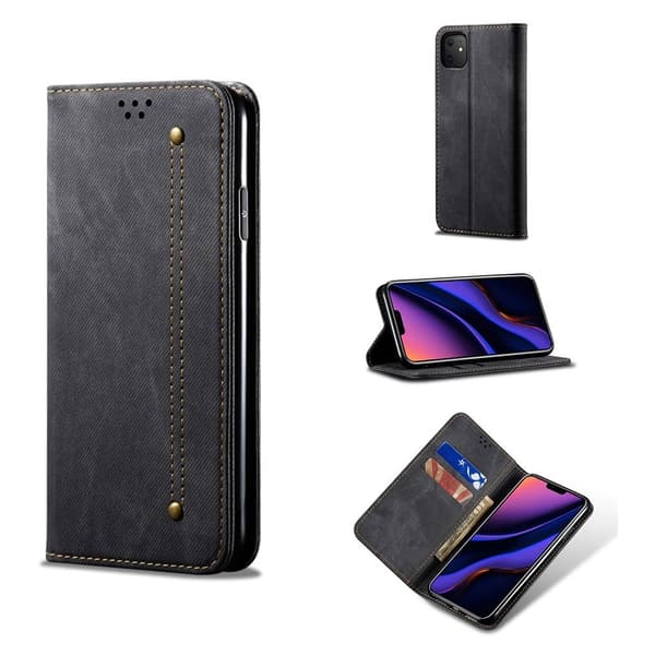 Jeans iPhone 11 Pro Max Flip Veske - Svart Black