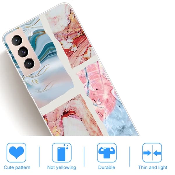 Marble Samsung Galaxy S22 Plus Etui - Wavy Klinkekule Tile Multicolor