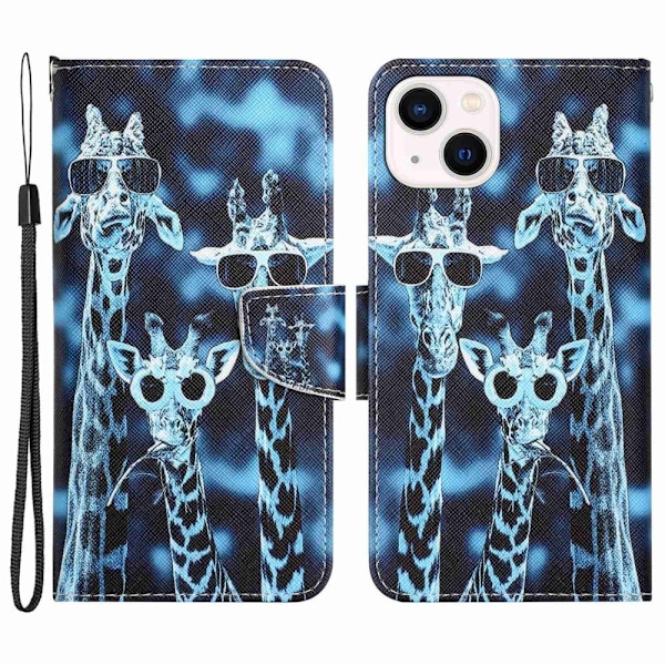 Wonderland iPhone 14 flip etui - Giraf Blue