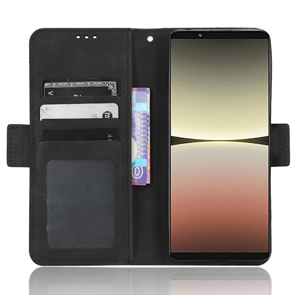 Stilfuldt Læder Etui med Pung til Sony Xperia 5 Iv - Sort Black