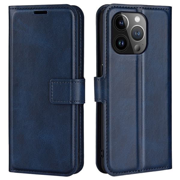 Læretui med Lommebok til iPhone 15 Pro - Blå Blue