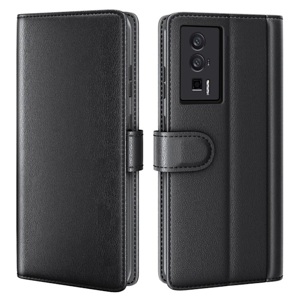 Äkta läder Xiaomi Redmi K60 / Xiaomi Redmi K60 Pro fodral med korthållare Svart
