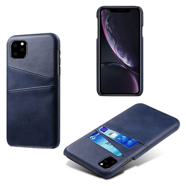 KSQ dobbelt kortspor vegansk læder belagt stødsikkert etui iPhone 11 Pro Max 6.5 tommer (2019) - Blå Blue