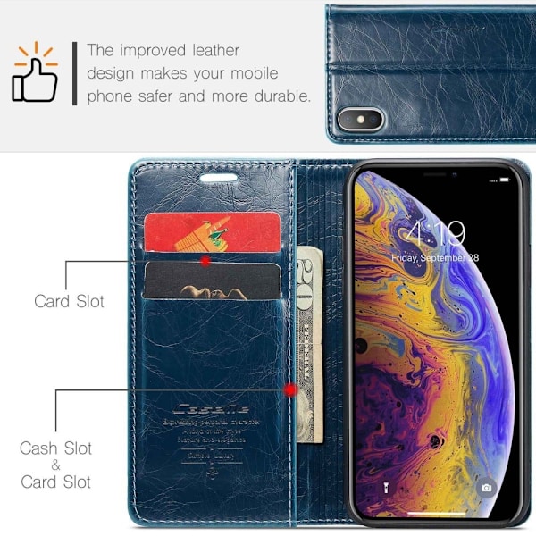 CaseMe iPhone Xs Max smooth etui - Blå Blue