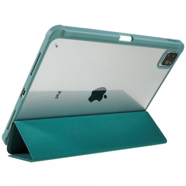 iPad Pro 12.9 (2018) / (2020) / (2021) / (2022) Drop Resistant Tri-fold stander etui Vegansk Læder and Flexible and Acrylic Tablet Slim Case stødsikke Green