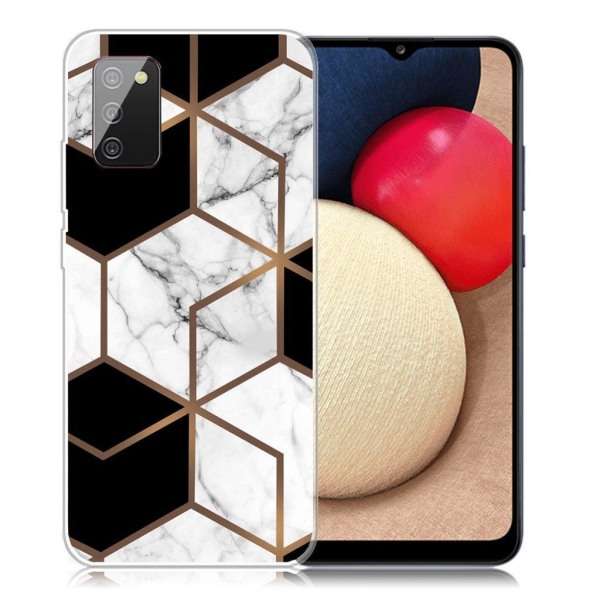 Marble Samsung Galaxy A02s Etui - Marble Cube in Black and White Black