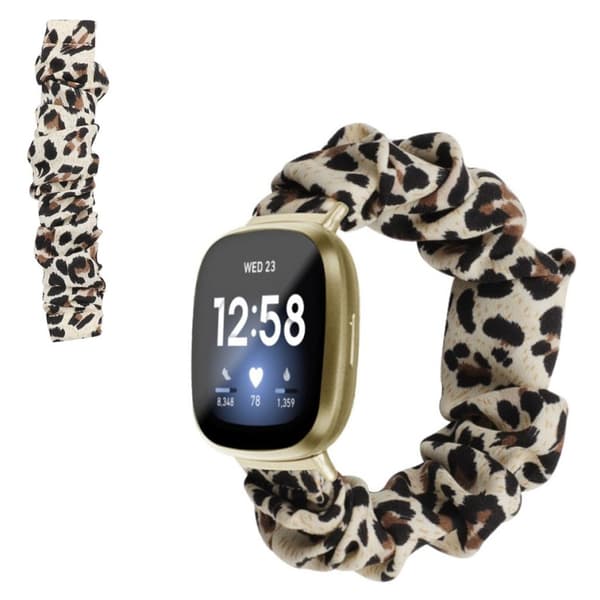 Fitbit Versa 3 / Sense hiusnauha kangaskellonauha - Leopardi Brown