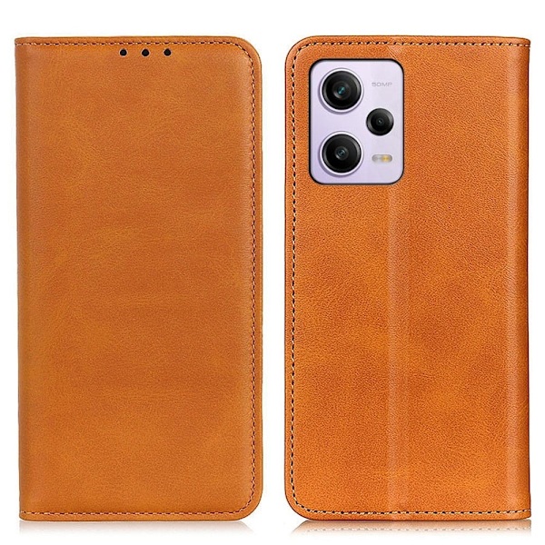 Lompakko-style Aitoa Nahkaa Läppäkotelo For Xiaomi Redmi Note 12 Pro Plus - Ruskea Brown