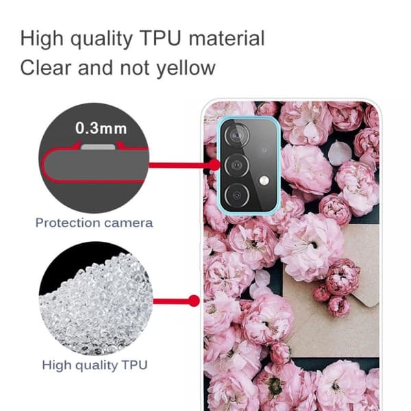 Deco Samsung Galaxy A52 5G kotelot - Vaaleanpunainen Kukka Pink