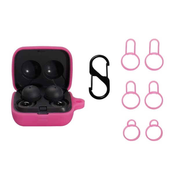 Sony LinkBuds laddningsfodral i silikon med spänne - Mörkrosa Rosa