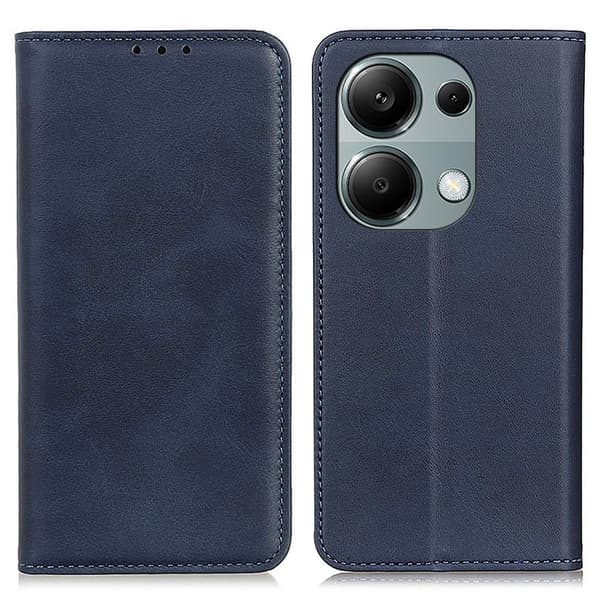 Skinn-etui i lommebok-stil for Xiaomi Redmi Note 13 4G - Blå Blue