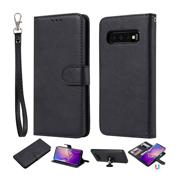 Samsung Galaxy S10 aftageligt læder flip etui - Sort Black