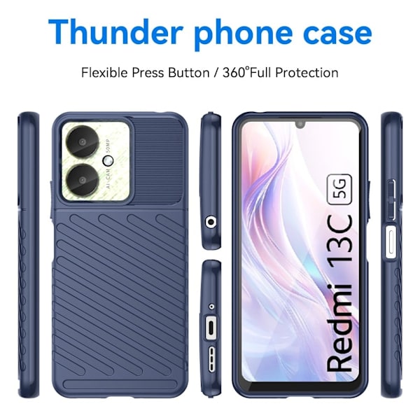 Thunder Xiaomi Redmi 13C / Xiaomi Poco C65 deksel - Blå Blue