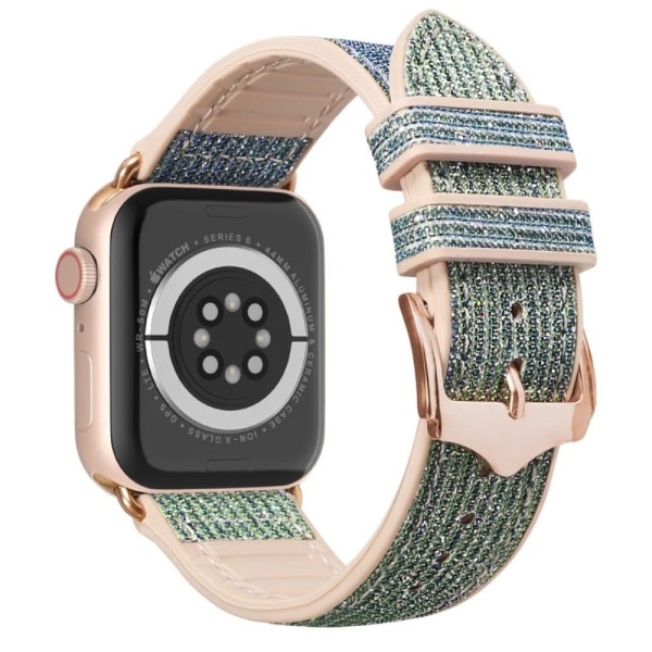 Apple Watch (45mm) glittery leather watch strap - Blue Blå