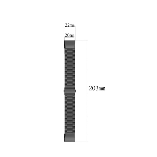 20 mm urrem i rustfrit stål med foldelås til Garmin-ur - Sort Black