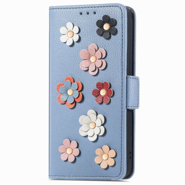 Blødt Xiaomi 12 Lite læderetui med blomsterdekoration - Blå Blue