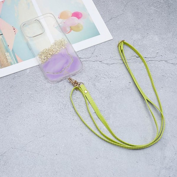 Universal crossbody-nackrem i läder med transparent dyna - Grön Grön
