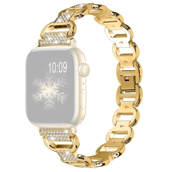 Apple Watch Series 8 (45 mm) / Watch Ultra urrem med rhinestone dekoration - Guld Gold