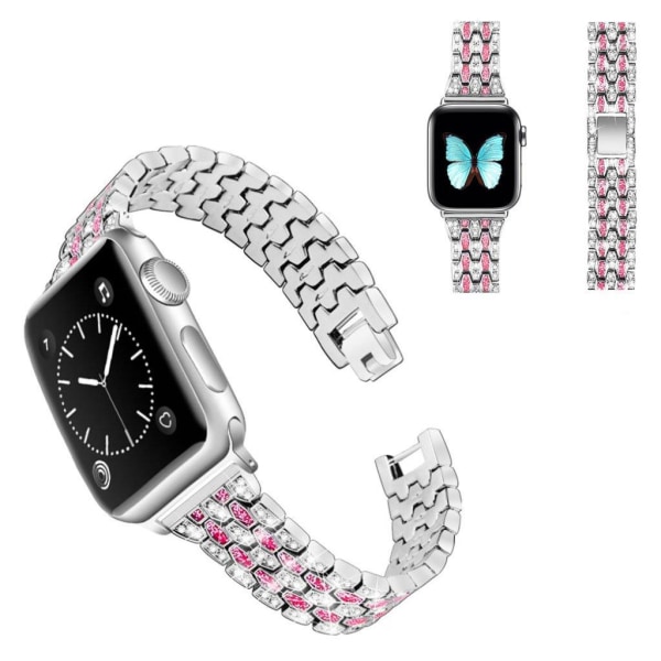 Apple Watch Series 6 / 5 44mm strass décor klockarmband - silver Silvergrå