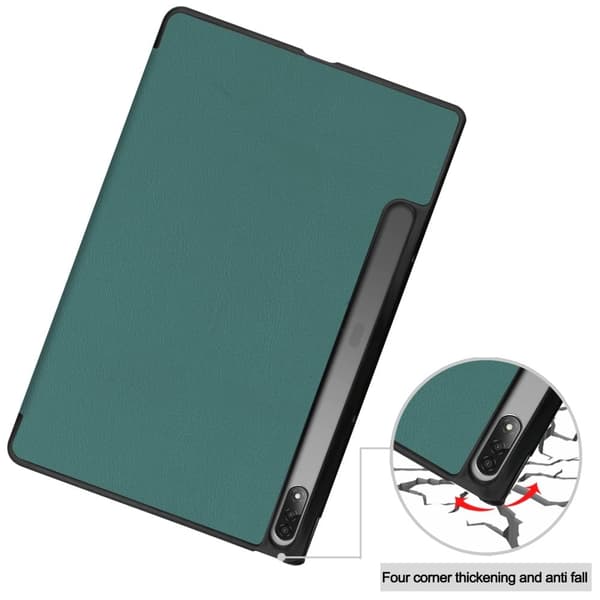 Lenovo Tab P12 Pro tri-fold flipomslag i læder - Grøn Green
