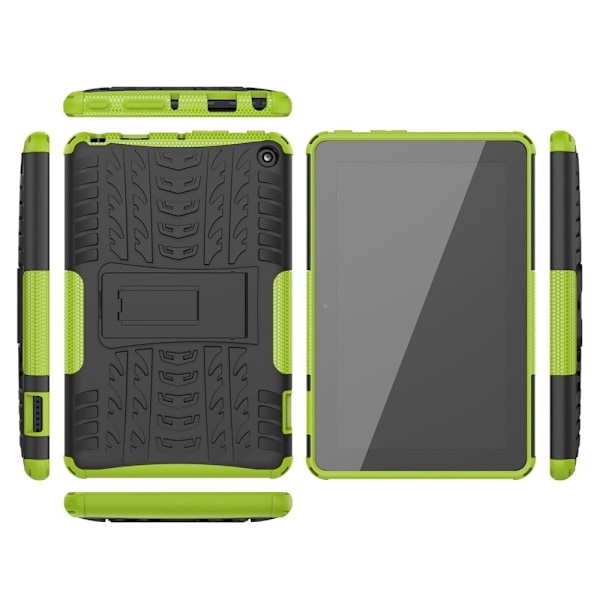 Däckmönstrat kickstand-fodral för Amazon Fire 7 (2022) - Grön Grön