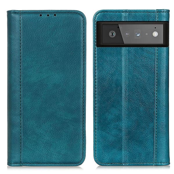 Ekte lærdeksel med magnetisk lukking for Google Pixel 6 - Grønn Green