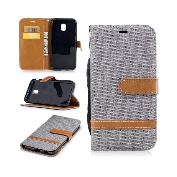 Samsung Galaxy J3 (2017) Trendy læder etui - Grå Silver grey