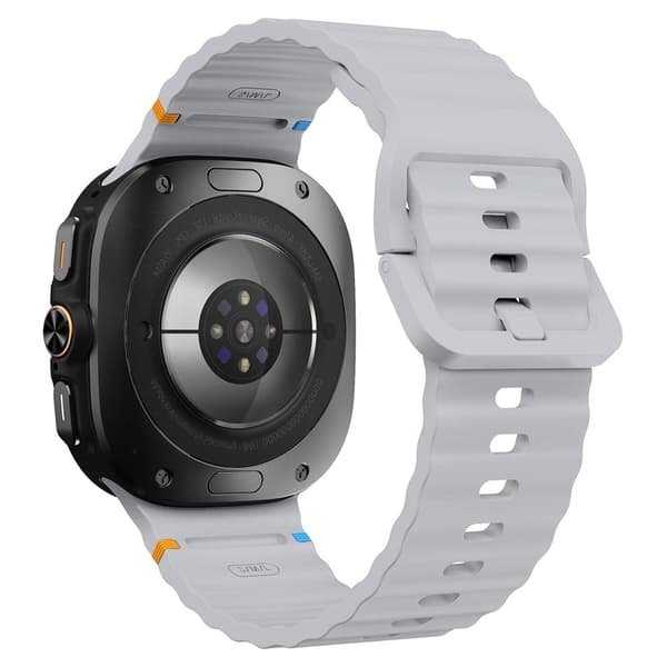 Samsung Galaxy Watch Ultra 47mm Silikone Urrem Wave Stitching Armbånd - Lysegrå Silver grey