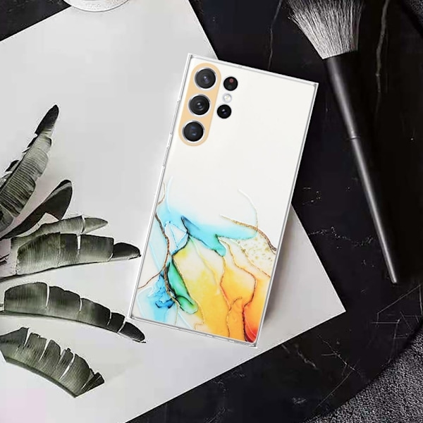 Marble Samsung Galaxy S23 Ultra Etui - Gul Yellow