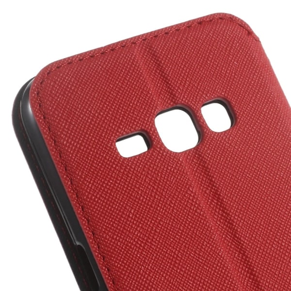 ROAR KOREA Samsung Galaxy J1 (2016) Nahkakotelo Korttitaskuilla - Punainen Red