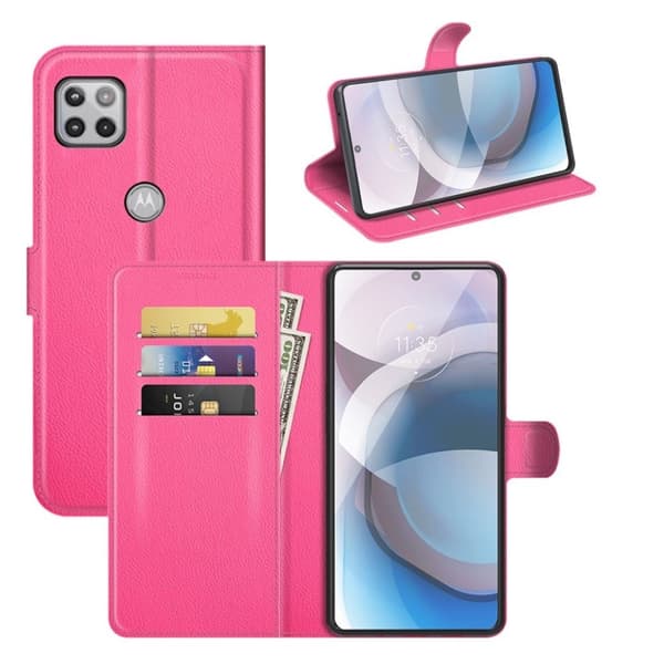 Classic Motorola One 5G Ace Flip etui - Rose Pink