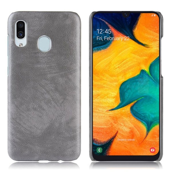 Samsung Galaxy A20e litchi coated fodral - Grå Silvergrå