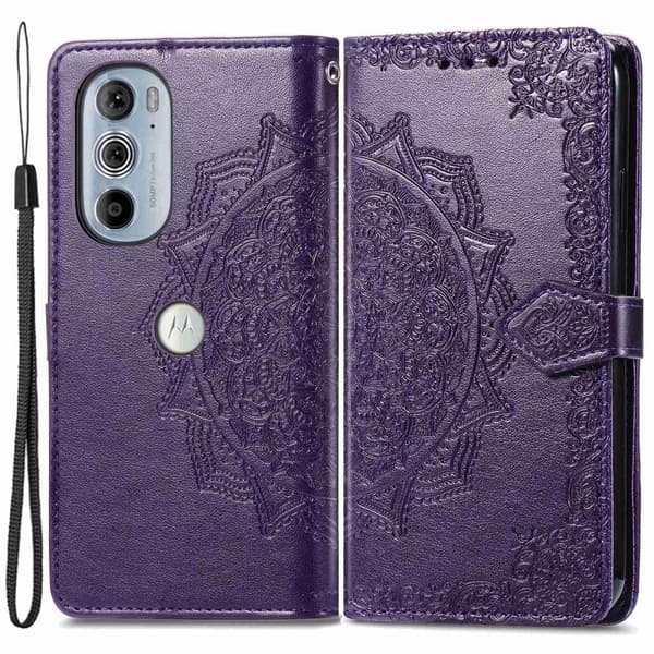 Mandala Motorola Edge 30 Pro Flippetui - Lilla Purple