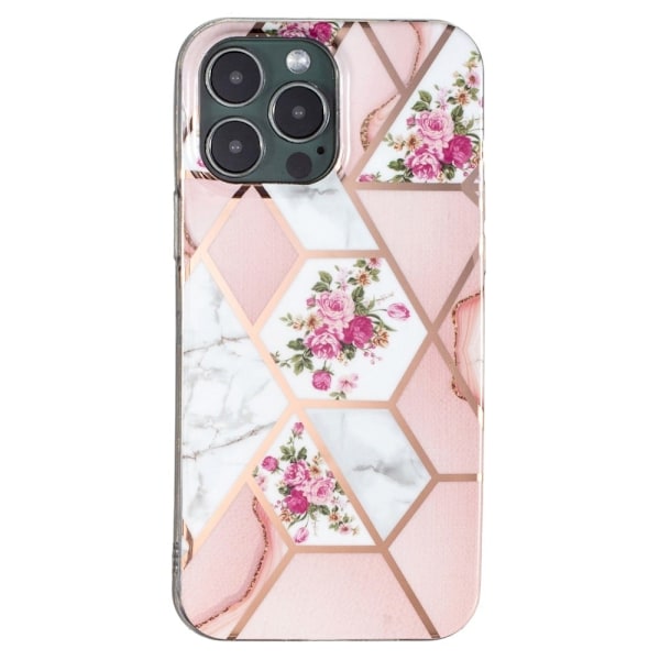 Marble iPhone 14 Pro Etui - Rosa / White Rose Pink