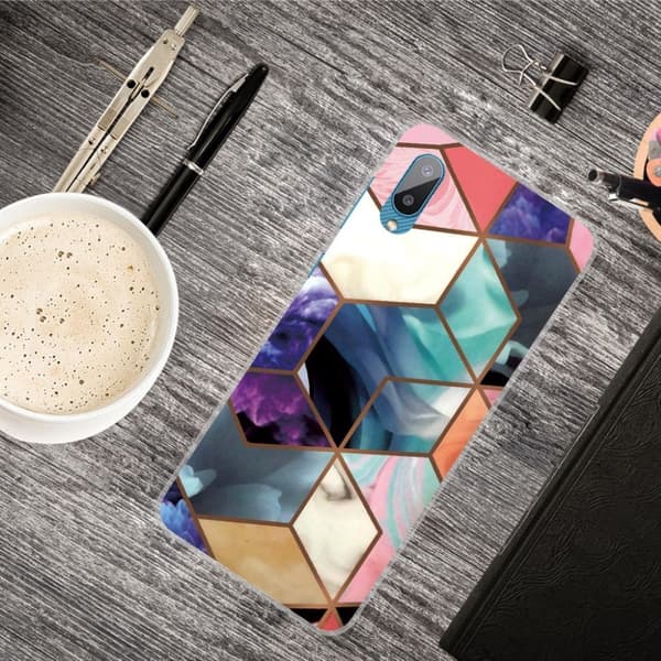 Marble design Samsung Galaxy M02 / Samsung Galaxy A02 kotelot - Värikäs Kuutio Laatta Multicolor