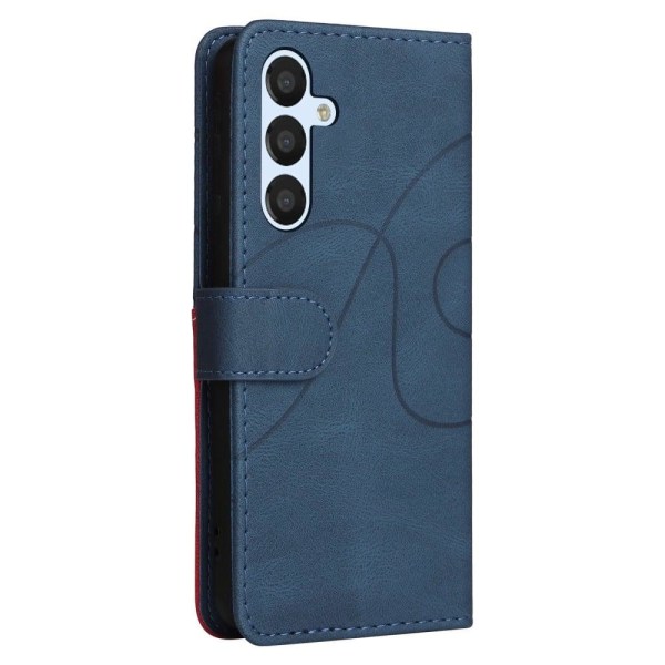 Textured leather case with strap for Samsung Galaxy A54 - Blue Blue