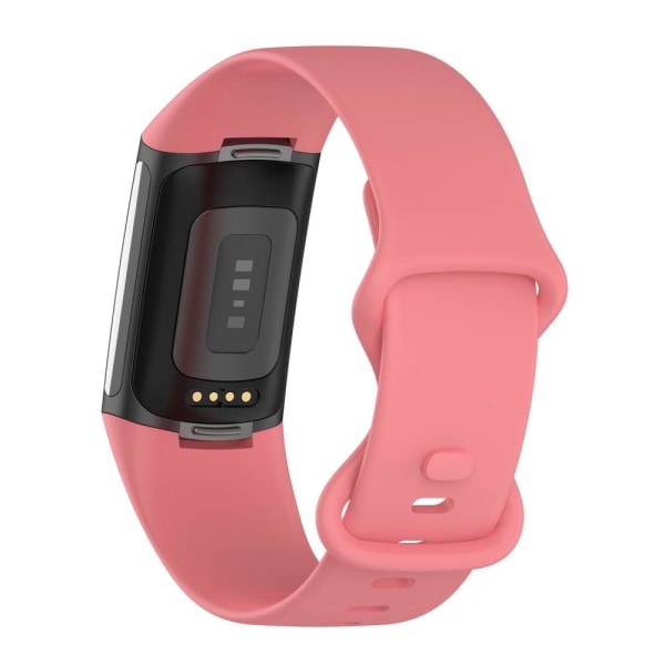 Fitbit Charge 5 simple TPU watch strap - Light Red / Size: S Röd